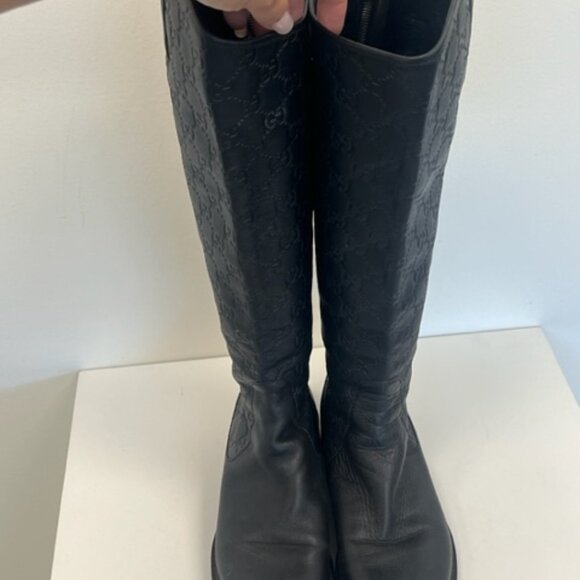 GUCCI GG Embossed leather riding boots us 7/ EU 37 - Picture 7 of 10